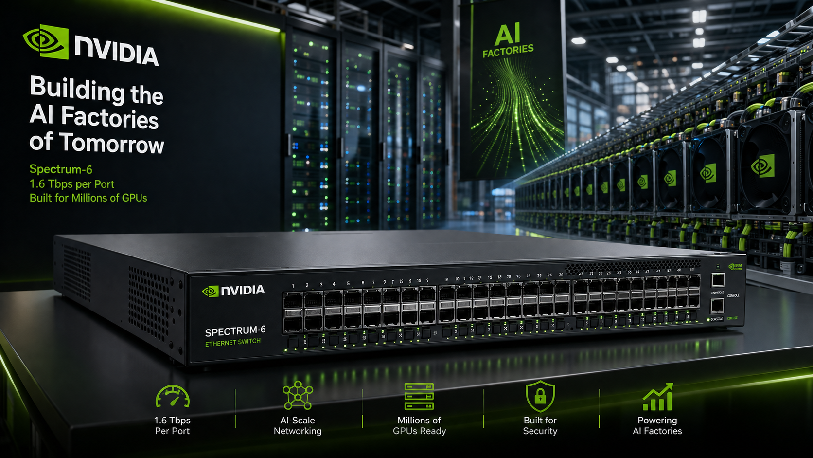 NVIDIA Launches Spectrum-6 Ethernet Switch to Power Next-Generation AI Factories
